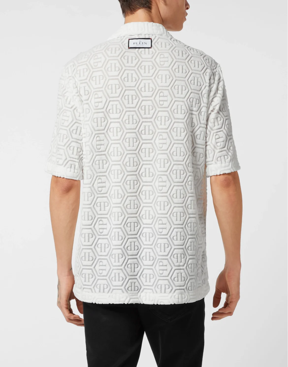 Shirt SS Bowling Fit Jacquard Monogram, цвет: Белый