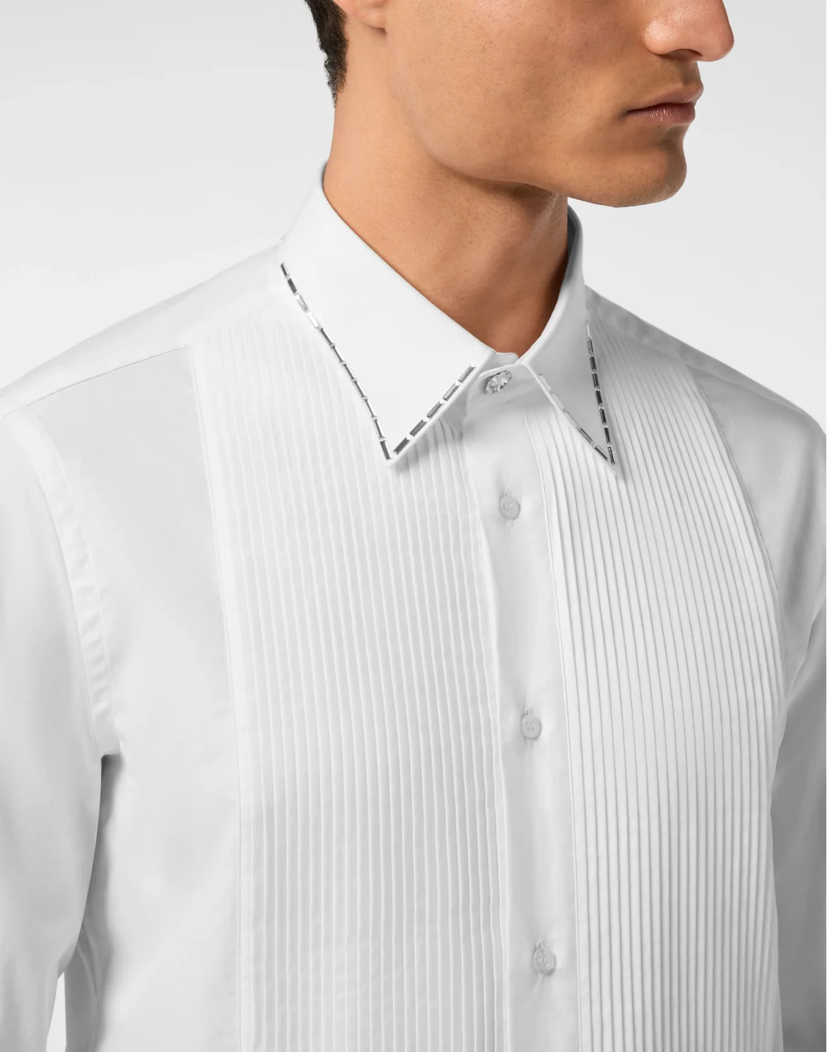 Shirt Black Tie Cut LS Crystals, цвет: Белый