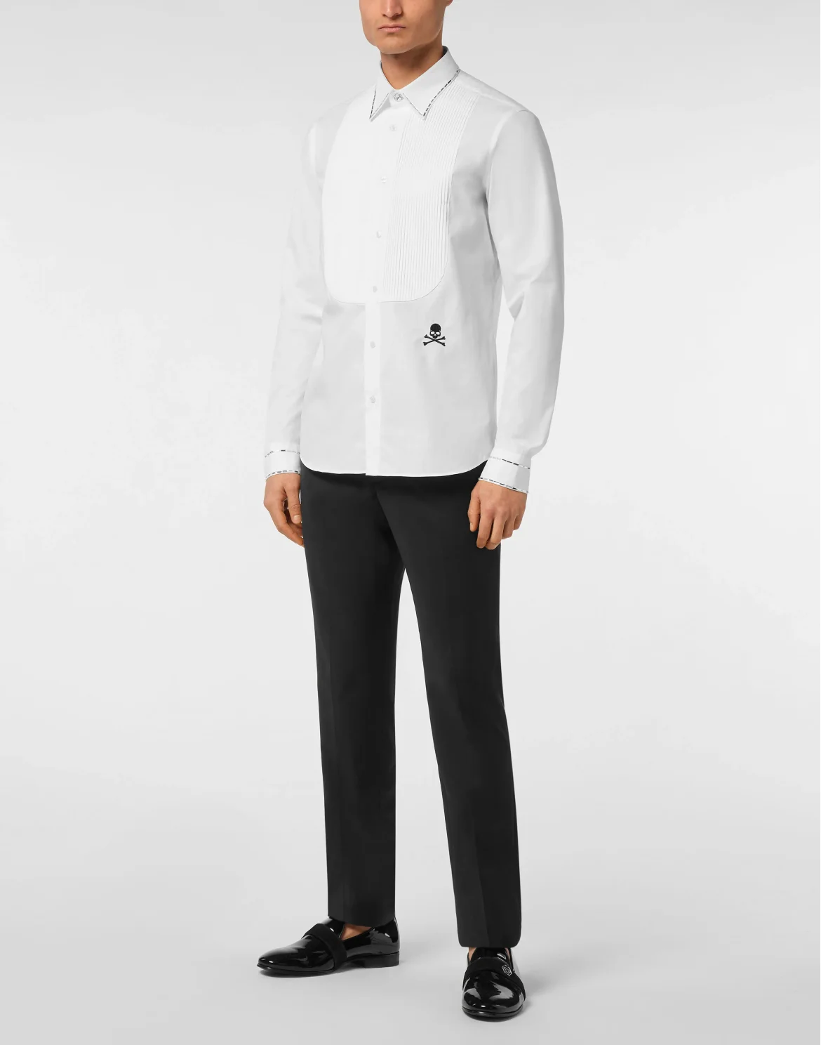 Shirt Black Tie Cut LS Crystals, цвет: Белый