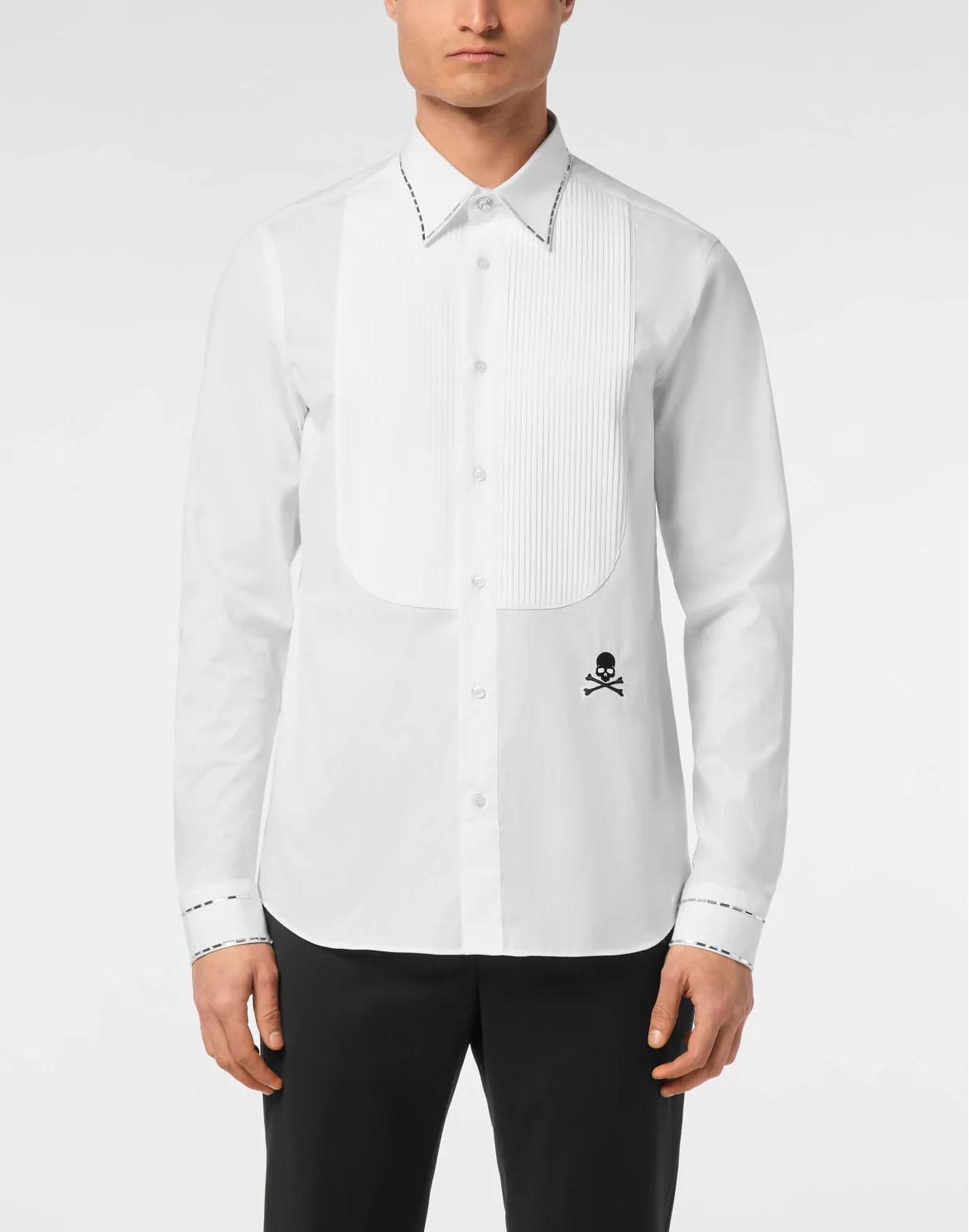 Shirt Black Tie Cut LS Crystals, цвет: Белый