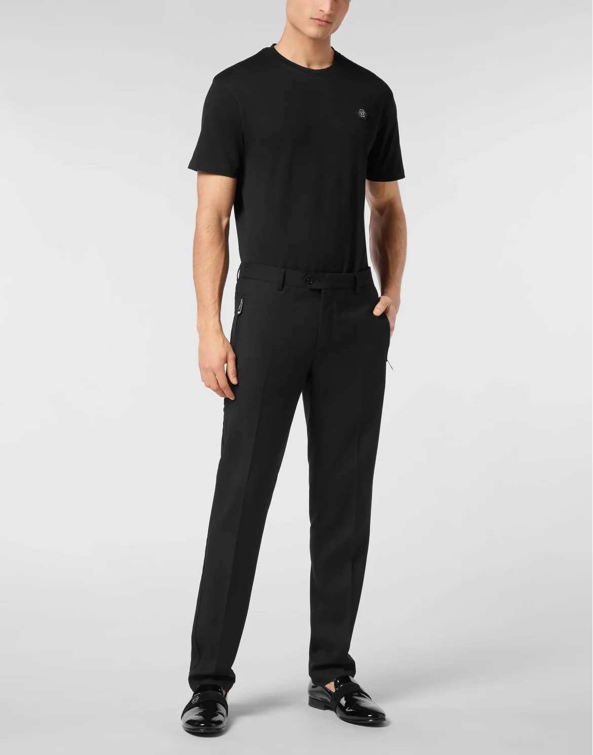 Wide Leg Wool Trousers, цвет: Черный