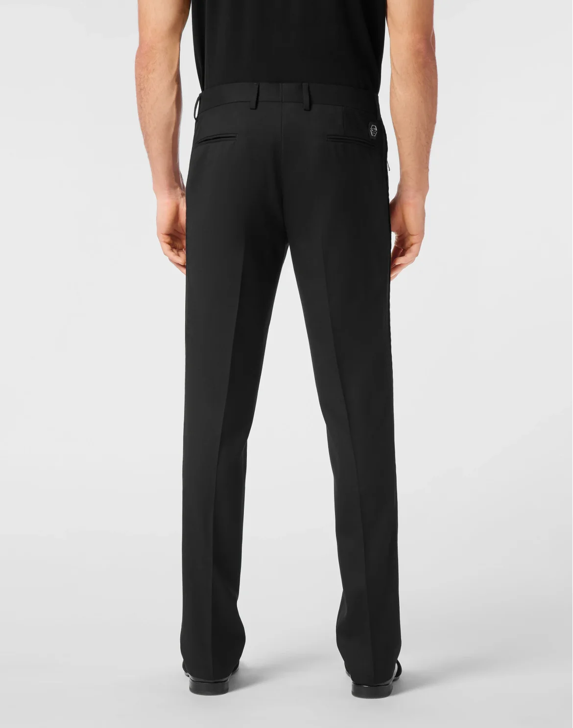 Wide Leg Wool Trousers, цвет: Черный