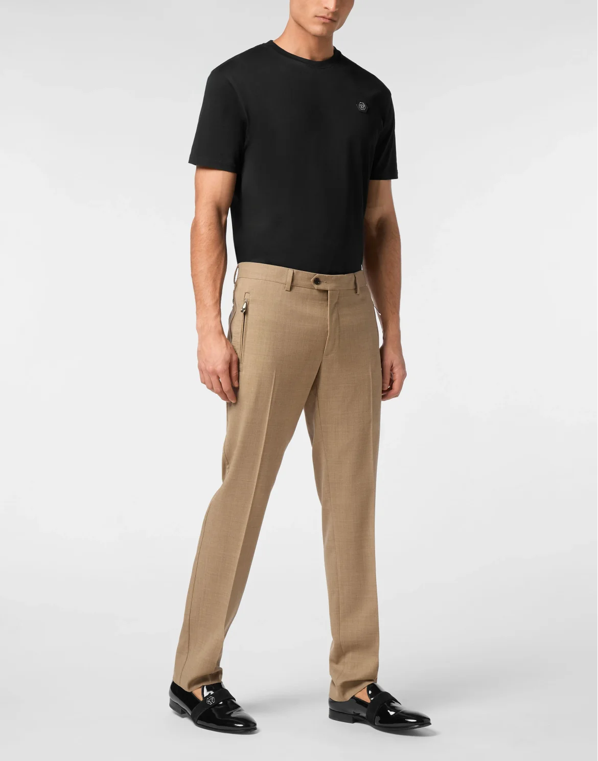 Wide Leg Wool Trousers, цвет: Бежевый