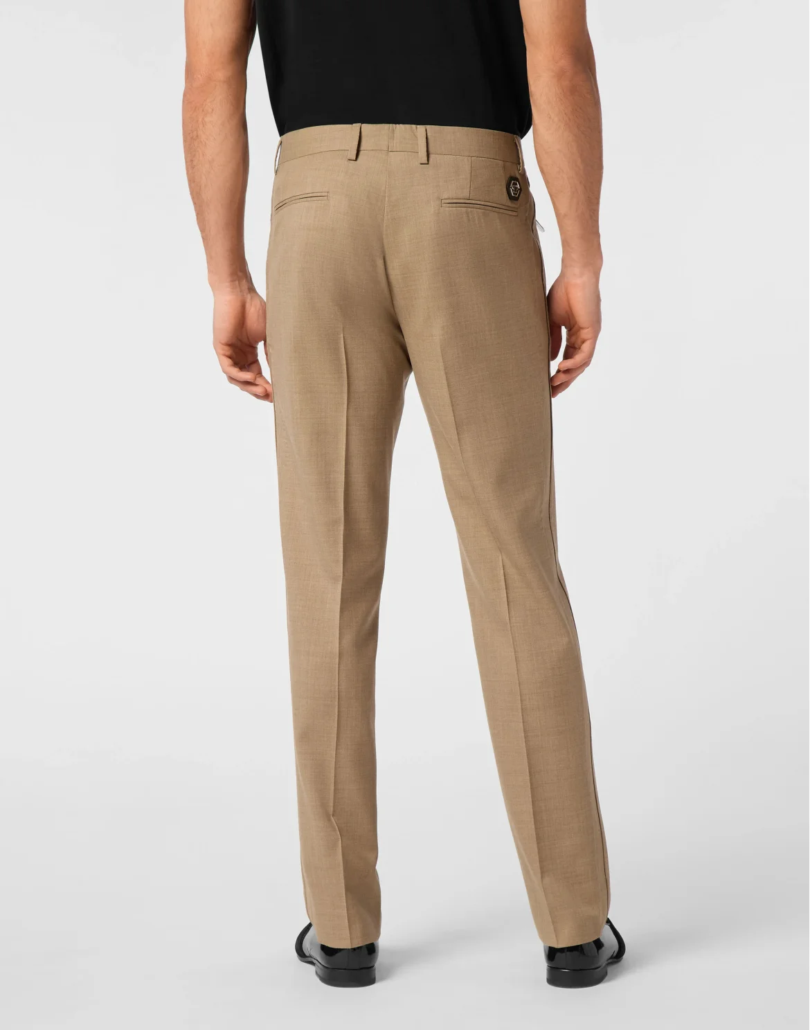 Wide Leg Wool Trousers, цвет: Бежевый
