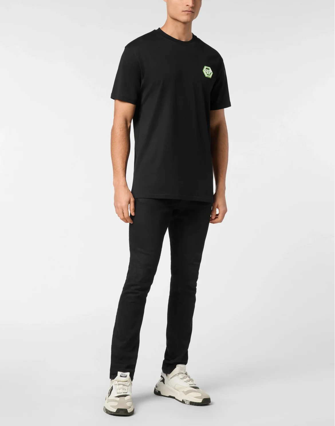Jersey T-shirt Round Neck SS Iconic Plein, цвет: Черный