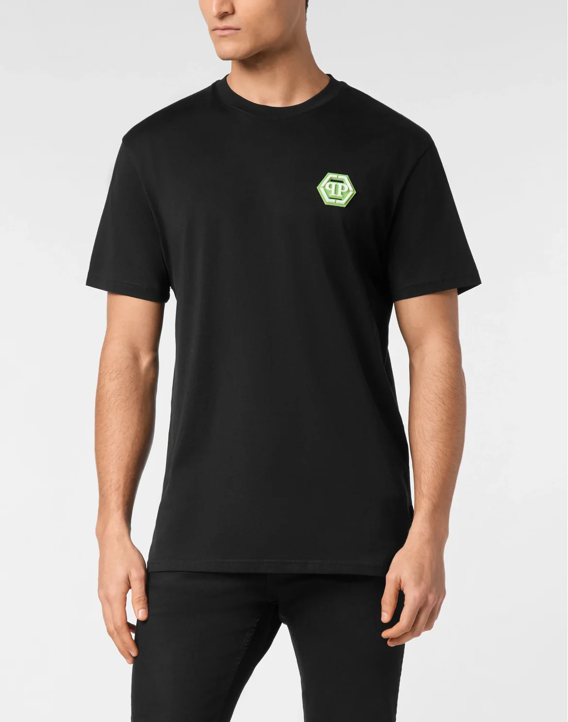 Jersey T-shirt Round Neck SS Iconic Plein, цвет: Черный
