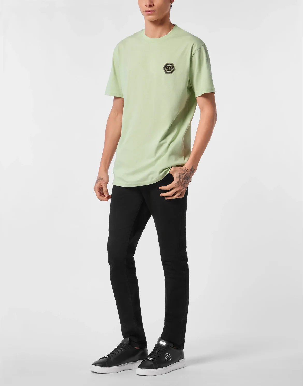 Jersey T-shirt Round Neck SS Iconic Plein, цвет: Зеленый