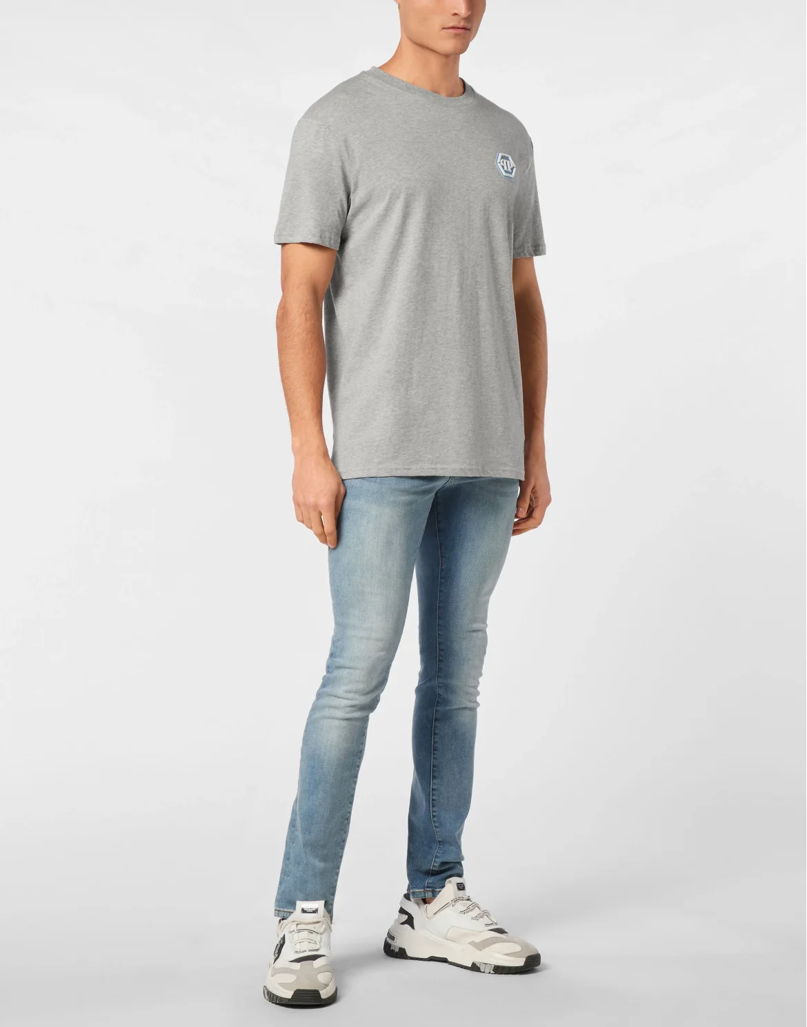 Jersey T-shirt Round Neck SS Iconic Plein, цвет: Серый