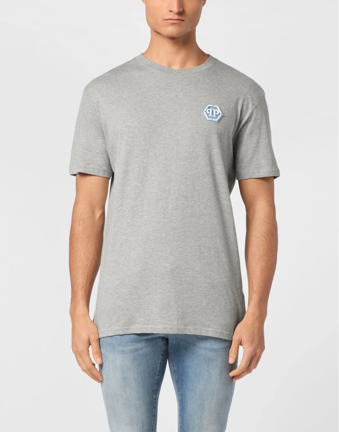 Jersey T-shirt Round Neck SS Iconic Plein, цвет: Серый