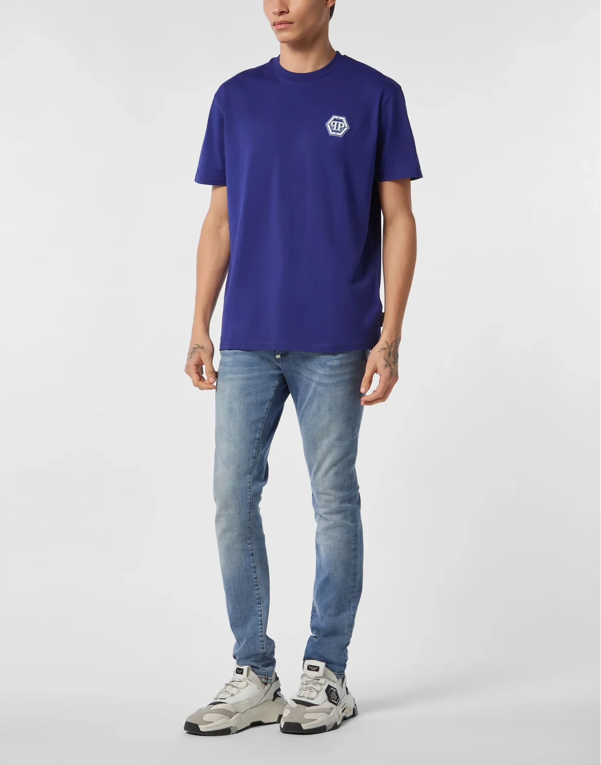 Jersey T-shirt Round Neck SS Iconic Plein, цвет: Синий