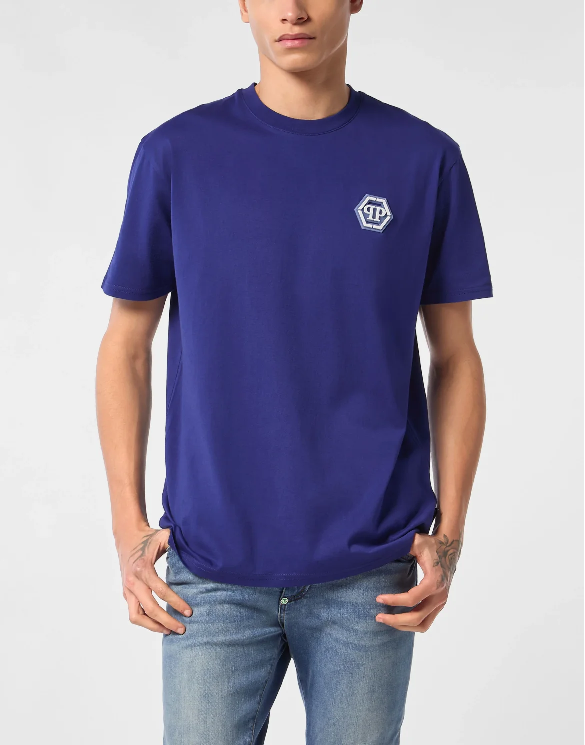 Jersey T-shirt Round Neck SS Iconic Plein, цвет: Синий