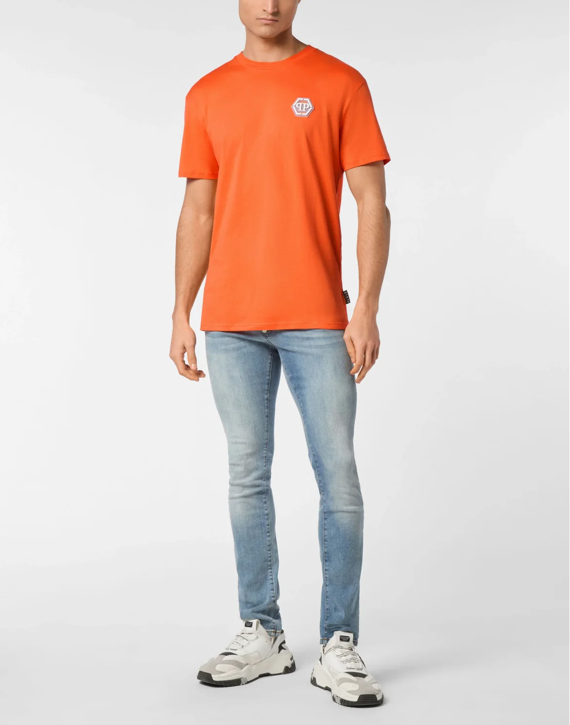 Jersey T-shirt Round Neck SS Iconic Plein, цвет: Оранжевый