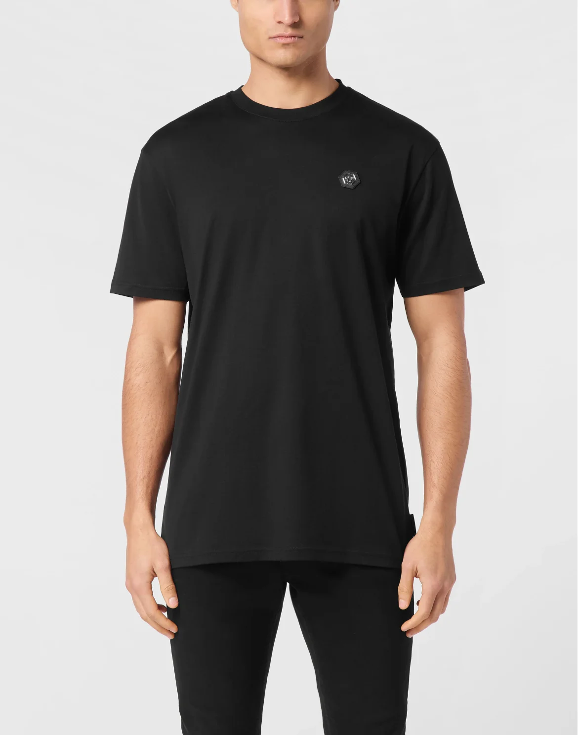 T-shirt Round Neck SS Strass Gothic Plein, цвет: Черный