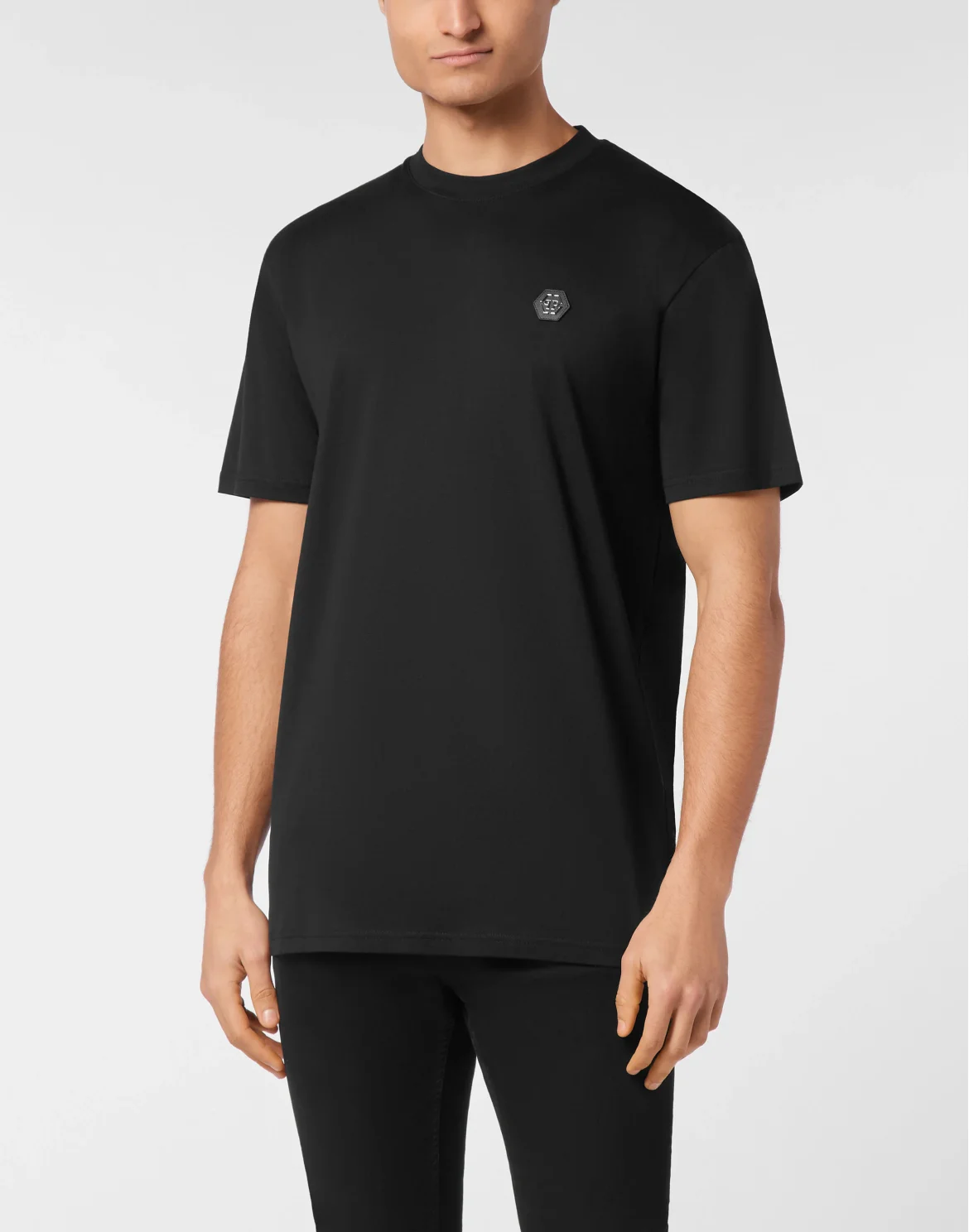 T-shirt Round Neck SS Strass Gothic Plein, цвет: Черный