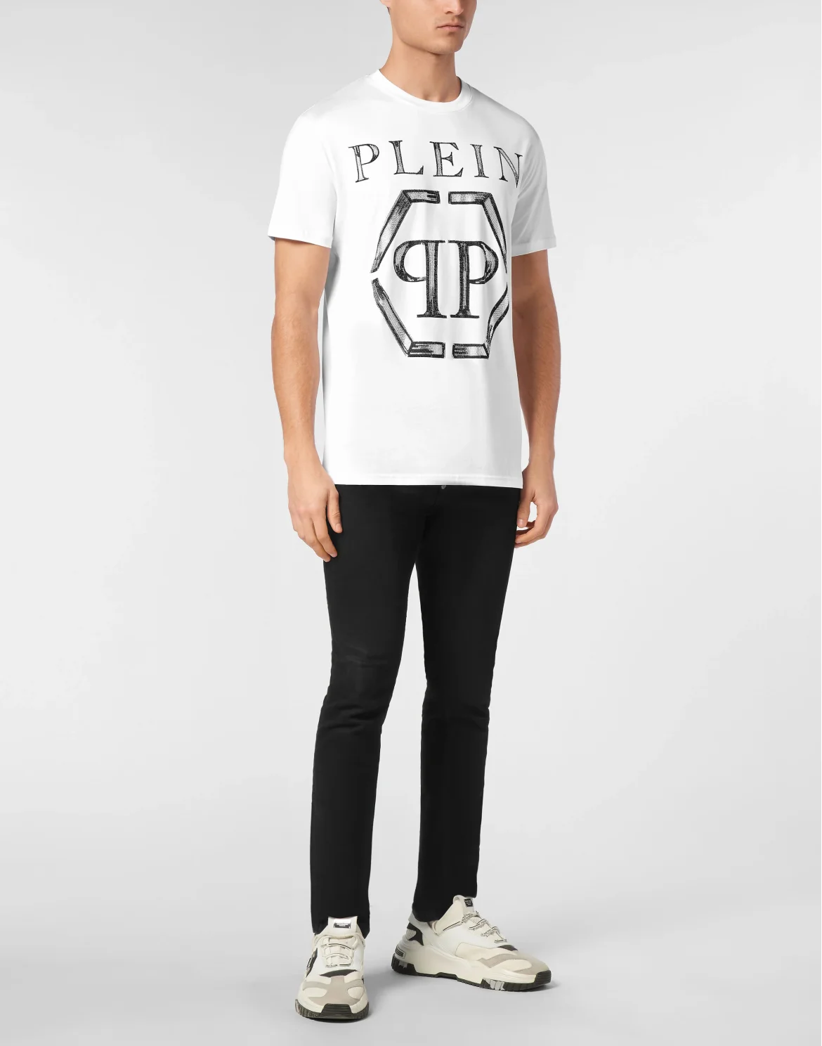 Jersey T-shirt Round Neck SS Strass Hexagon, цвет: Белый