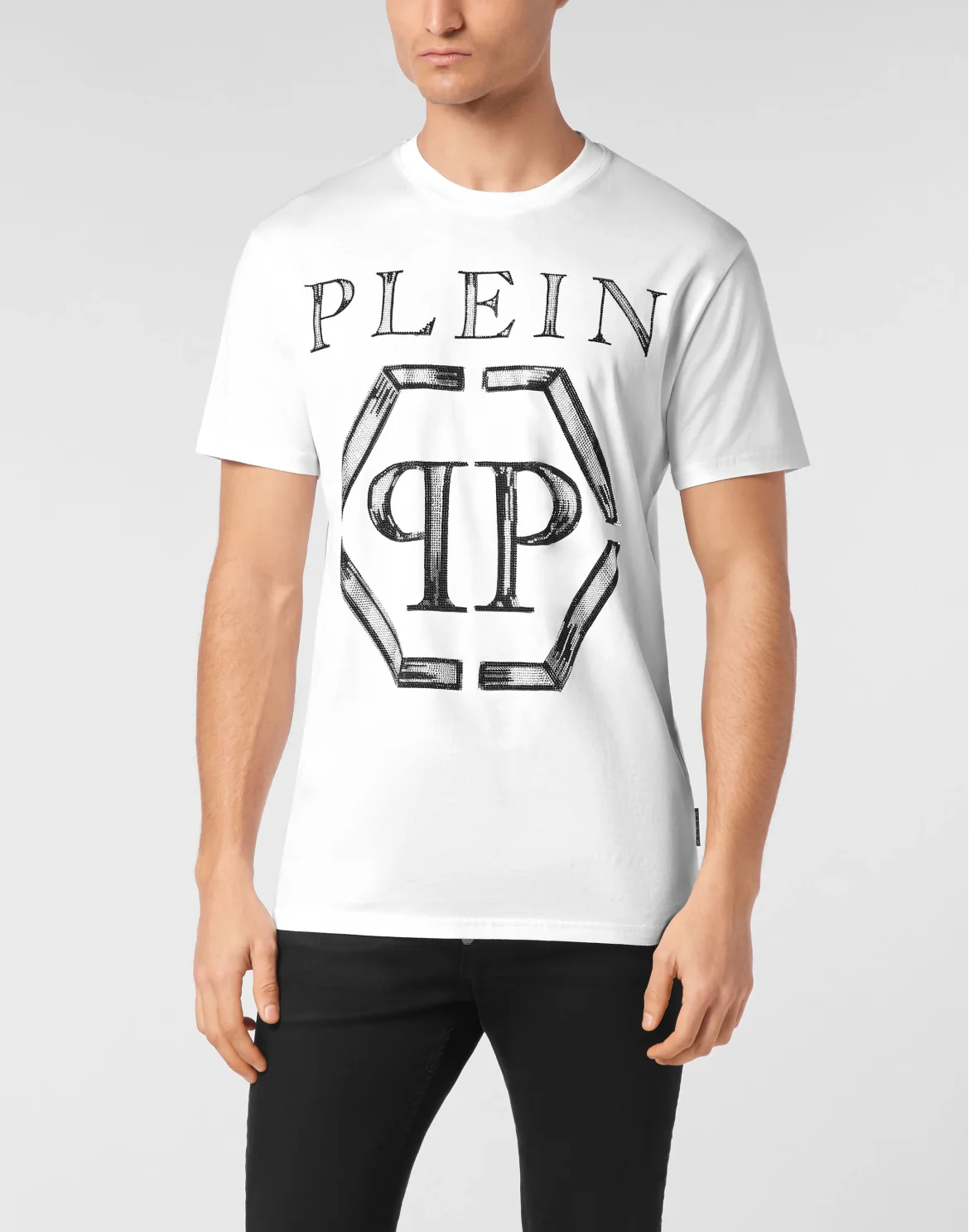 Jersey T-shirt Round Neck SS Strass Hexagon, цвет: Белый