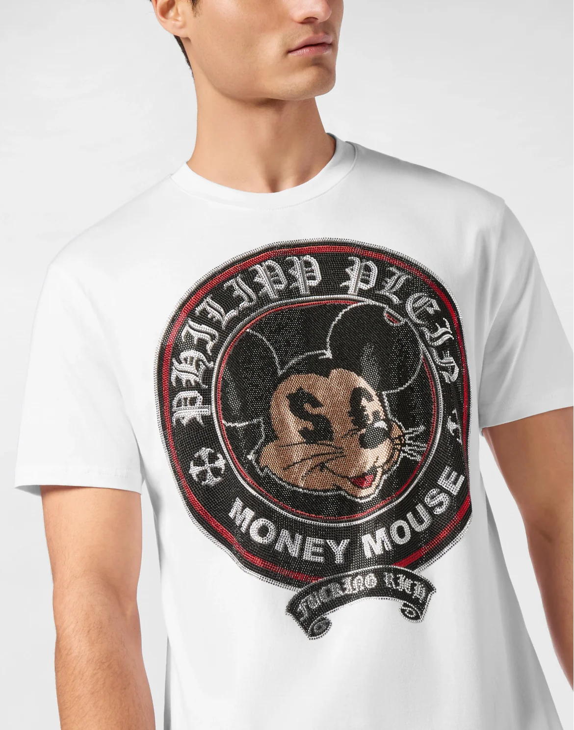 Jersey T-shirt Round Neck SS Strass Money Mouse, цвет: Белый