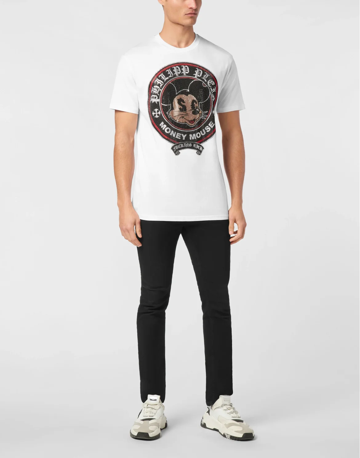 Jersey T-shirt Round Neck SS Strass Money Mouse, цвет: Белый