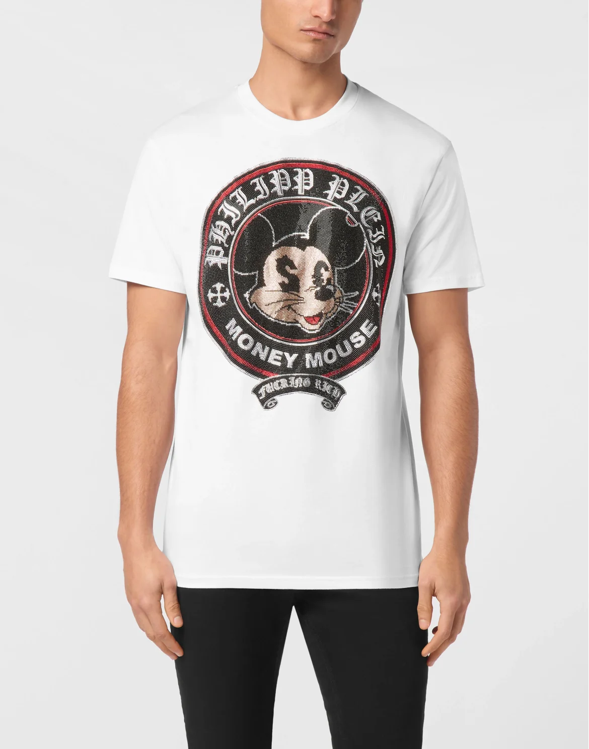 Jersey T-shirt Round Neck SS Strass Money Mouse, цвет: Белый