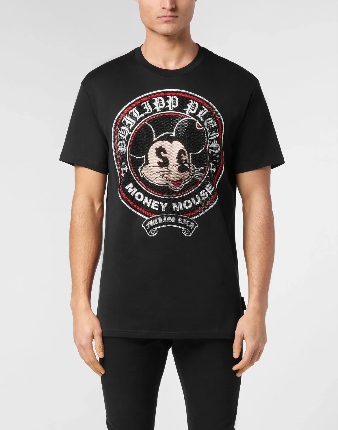 Jersey T-shirt Round Neck SS Strass Money Mouse, цвет: Черный
