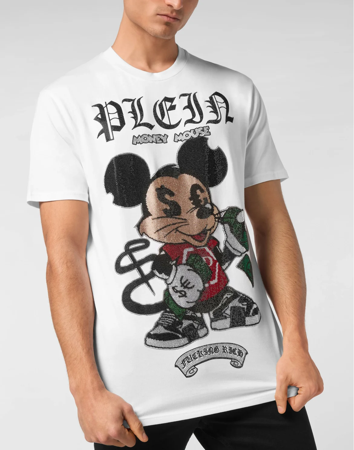 Jersey T-shirt Round Neck SS Strass Money Mouse, цвет: Белый