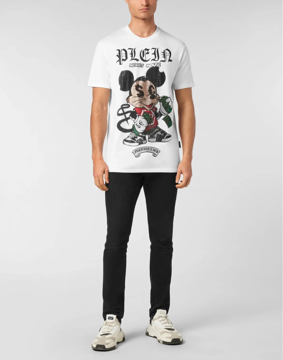 Jersey T-shirt Round Neck SS Strass Money Mouse, цвет: Белый
