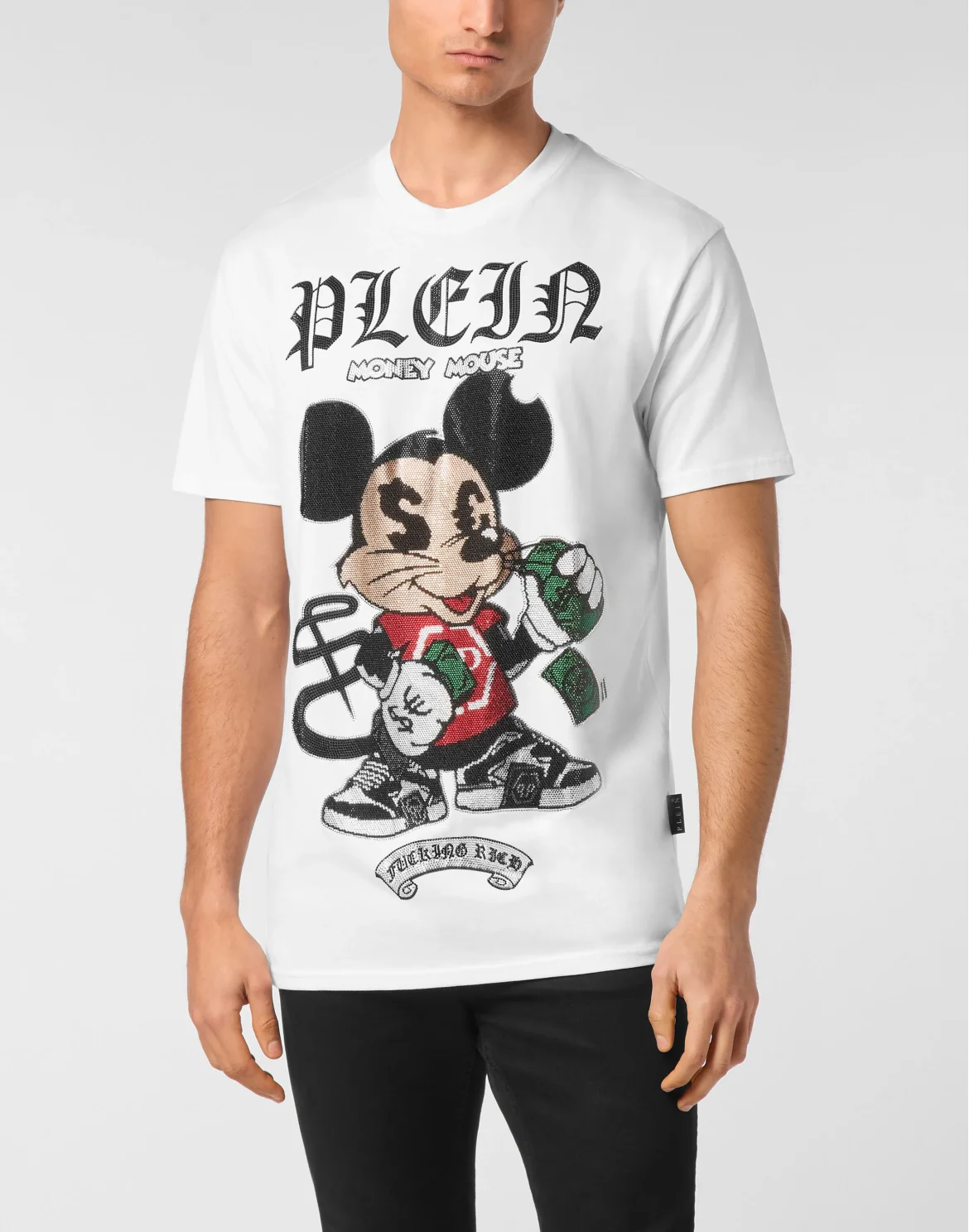 Jersey T-shirt Round Neck SS Strass Money Mouse, цвет: Белый
