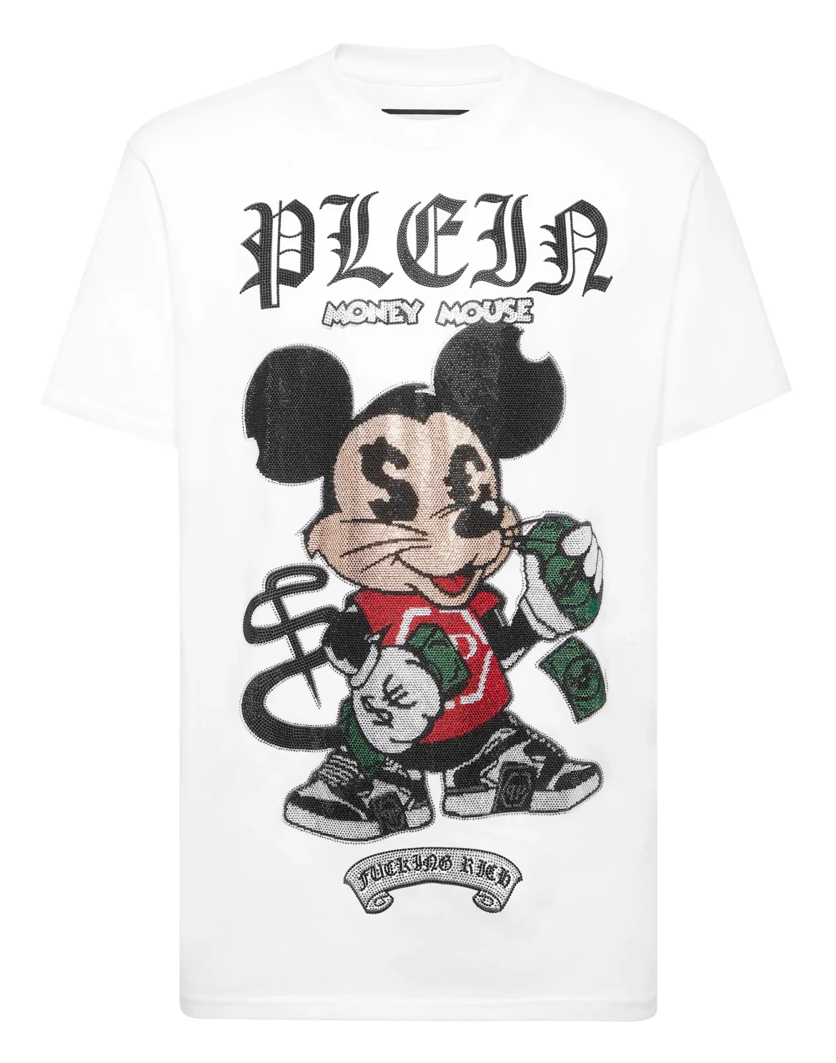 Jersey T-shirt Round Neck SS Strass Money Mouse, цвет: Белый