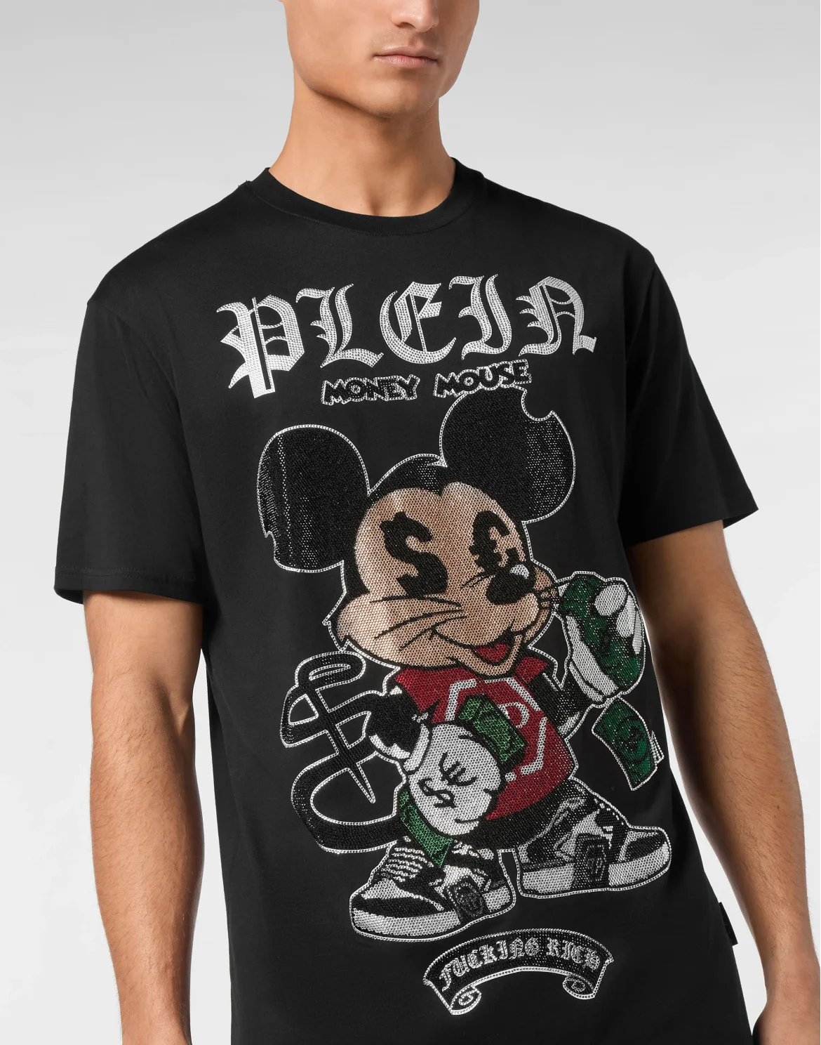 Jersey T-shirt Round Neck SS Strass Money Mouse, цвет: Черный