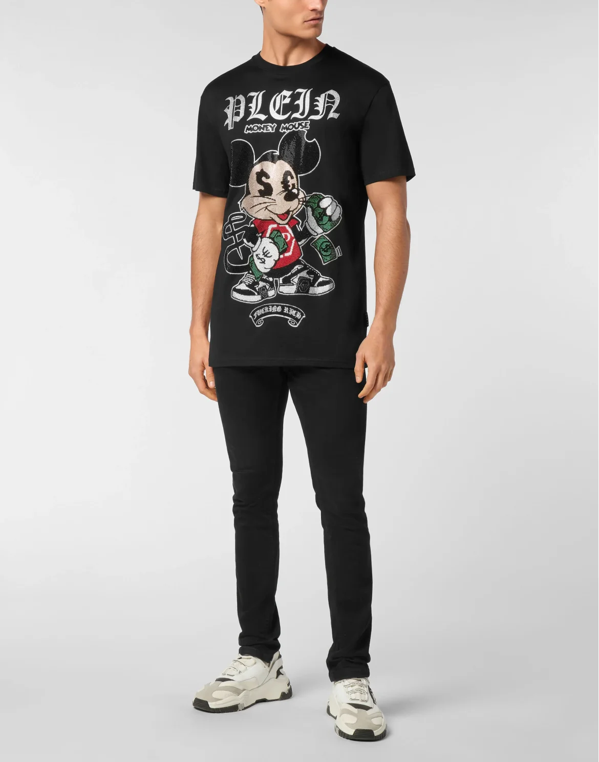 Jersey T-shirt Round Neck SS Strass Money Mouse, цвет: Черный