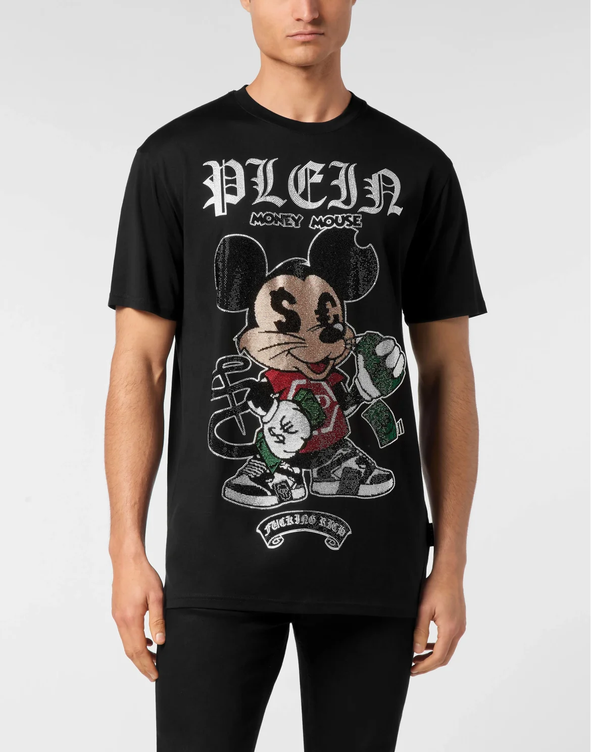 Jersey T-shirt Round Neck SS Strass Money Mouse, цвет: Черный