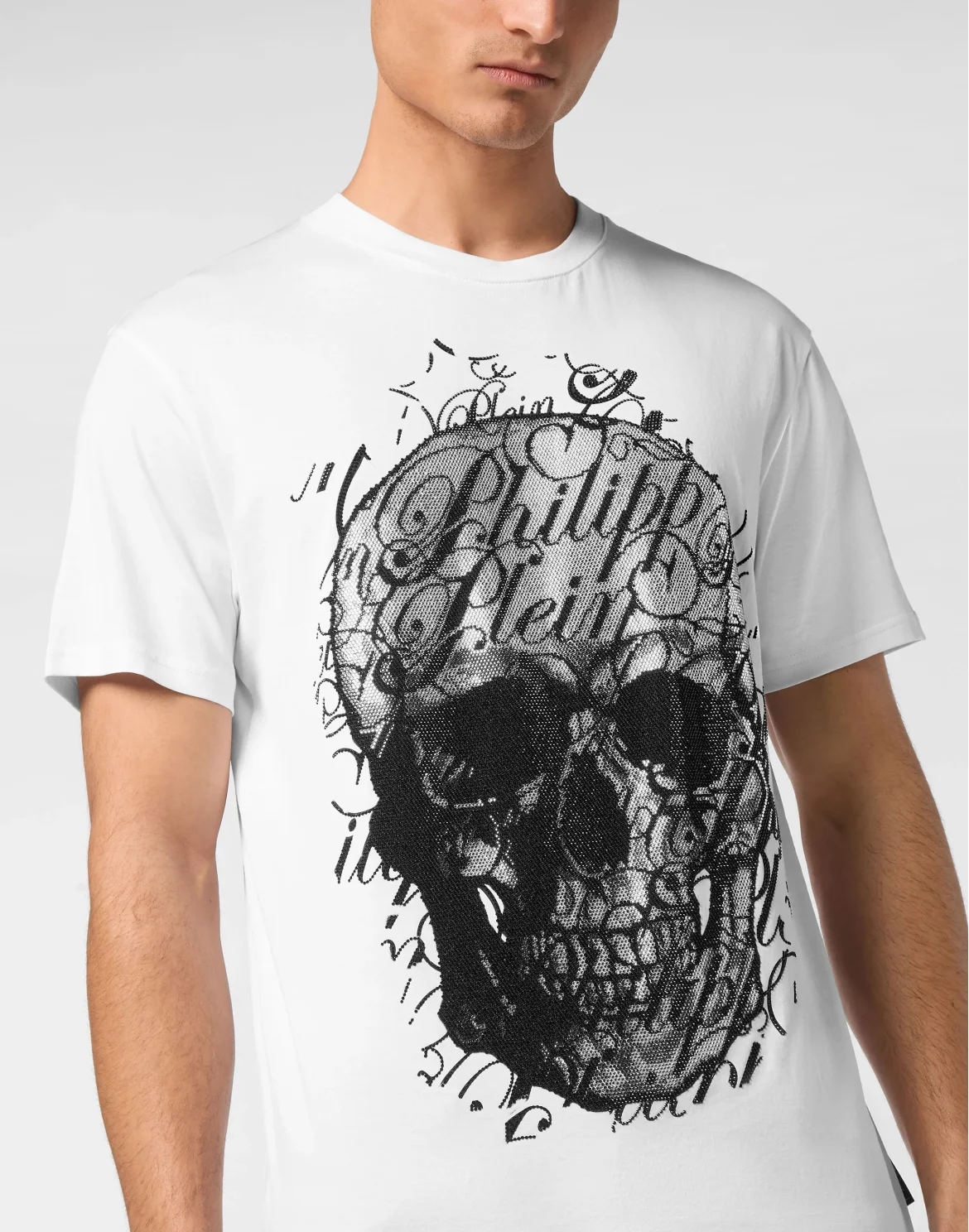 T-shirt Round Neck SS Skull Coursive, цвет: Белый