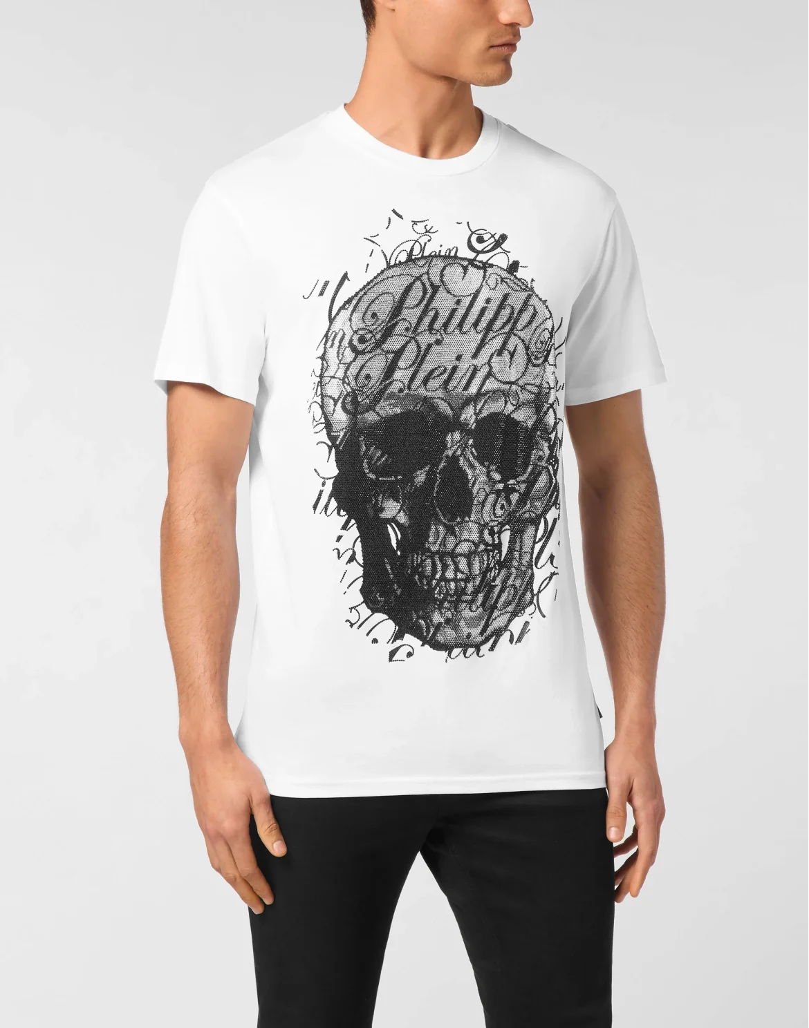 T-shirt Round Neck SS Skull Coursive, цвет: Белый