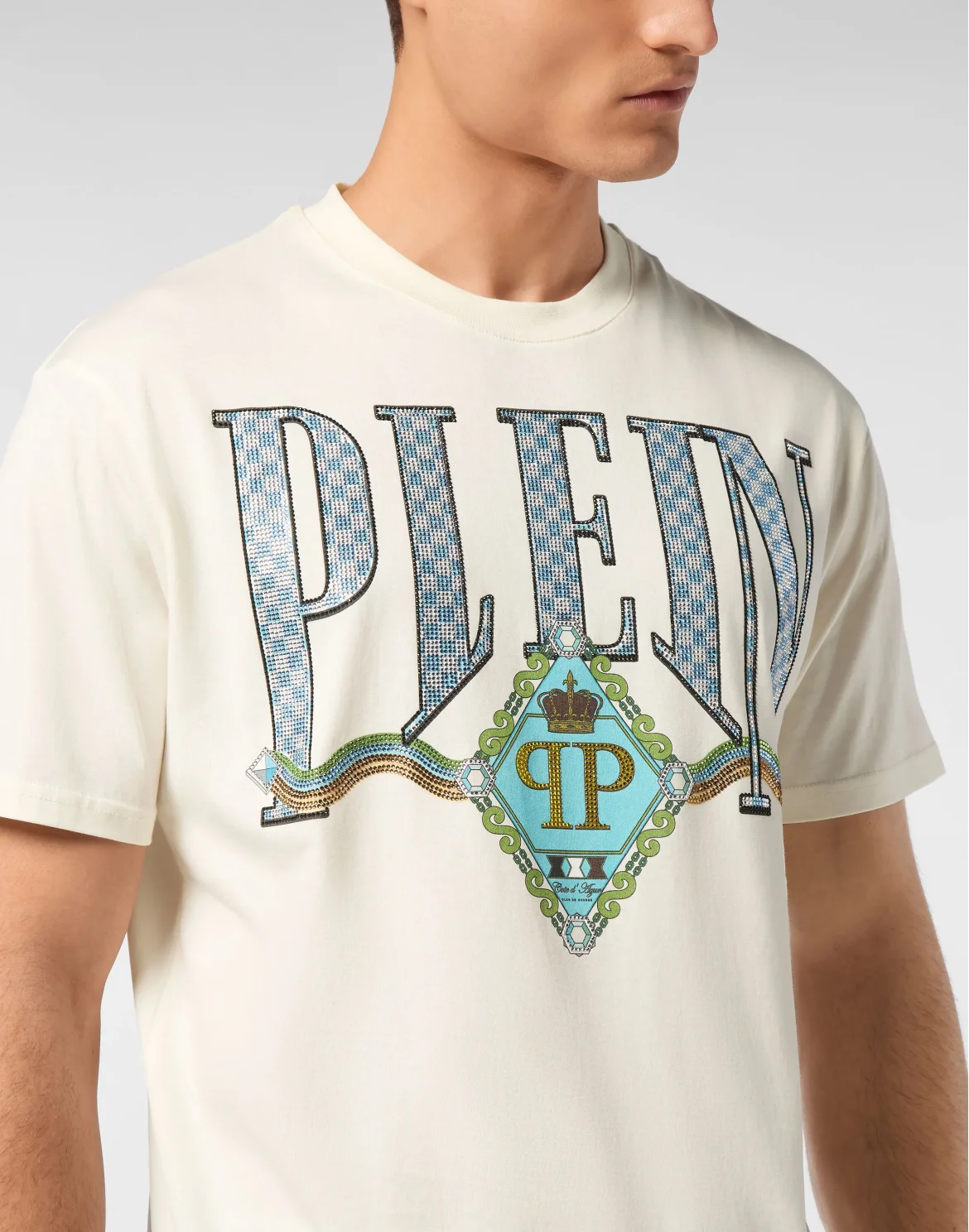 T-shirt Round Neck SS Border Check, цвет: Бежевый