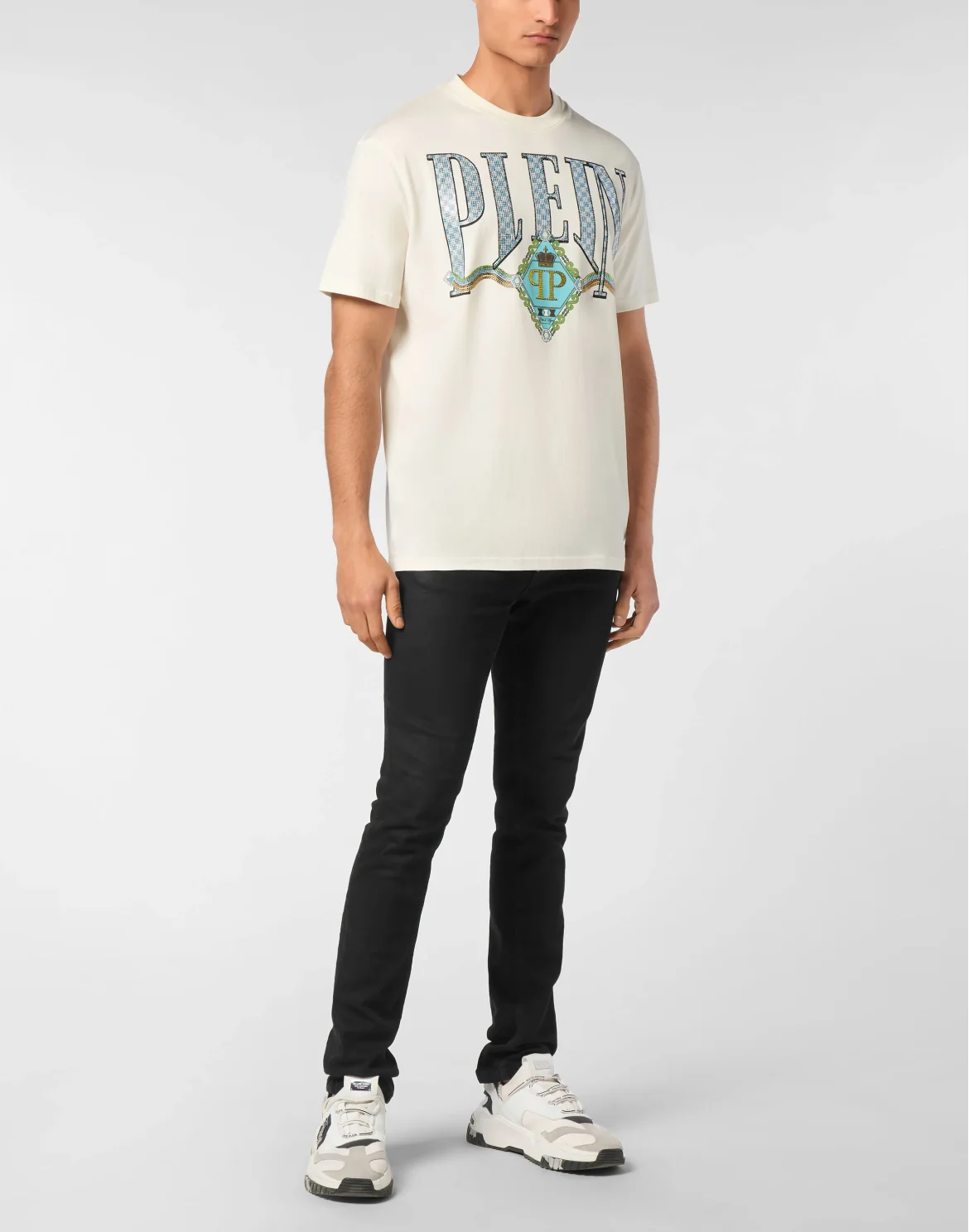 T-shirt Round Neck SS Border Check, цвет: Бежевый