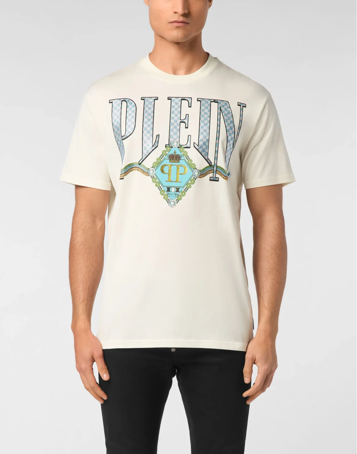 T-shirt Round Neck SS Border Check, цвет: Бежевый