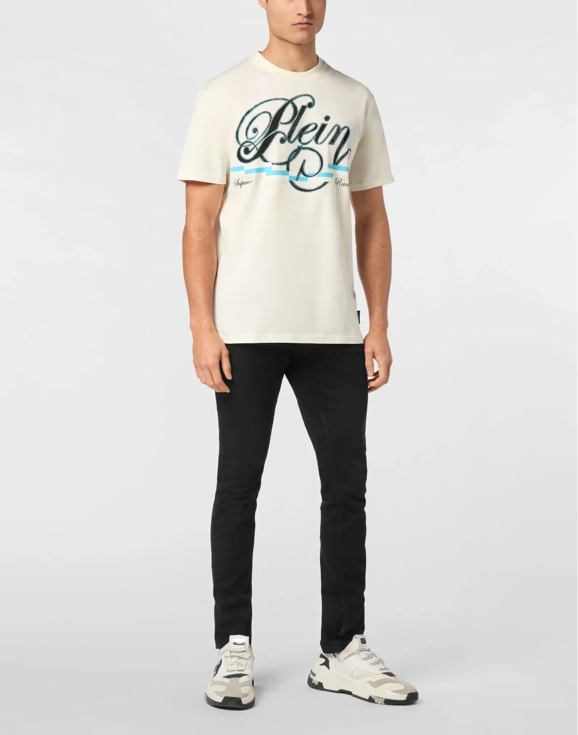 T-shirt Round Neck SS Coursive Border, цвет: Бежевый