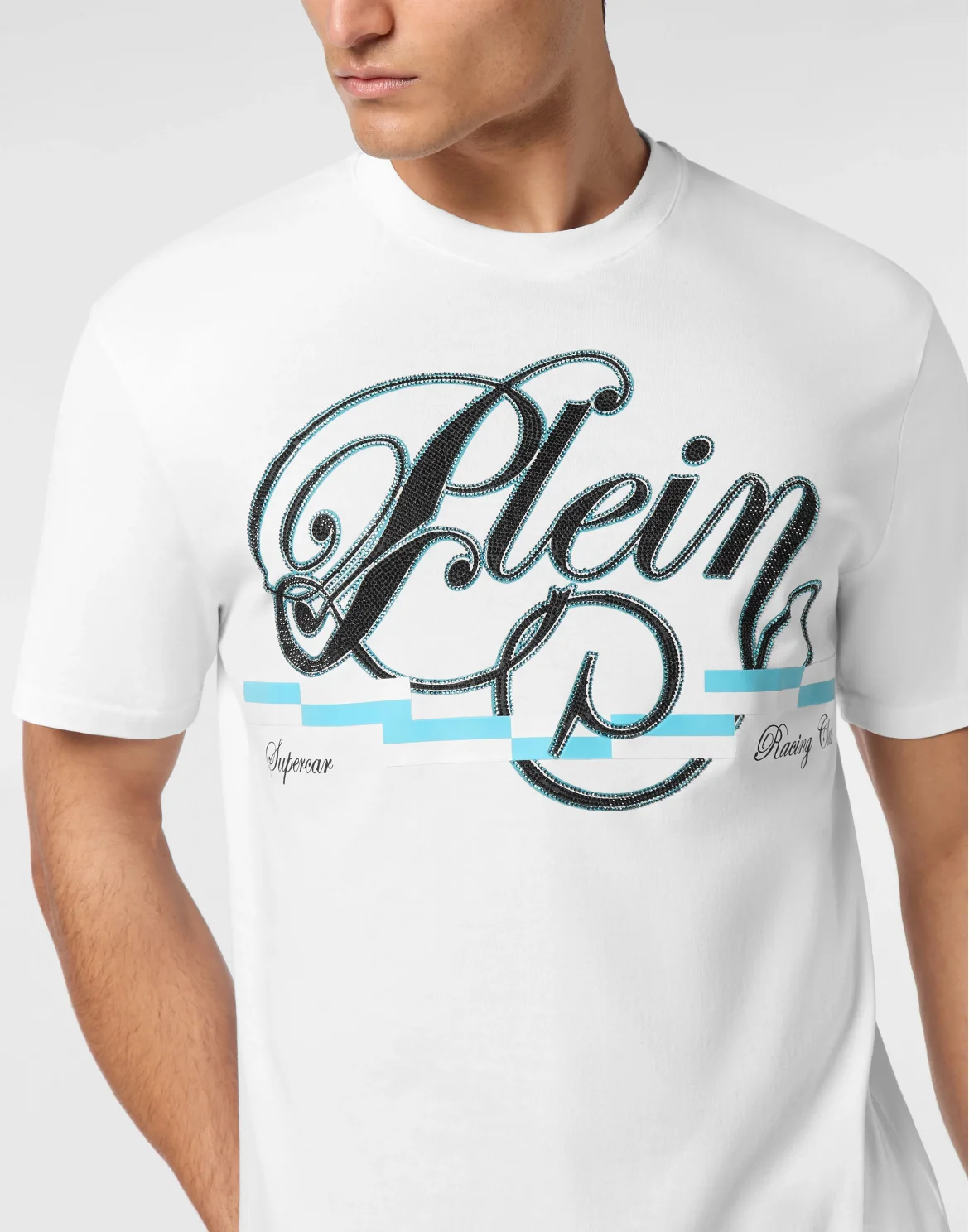 T-shirt Round Neck SS Coursive Border, цвет: Белый