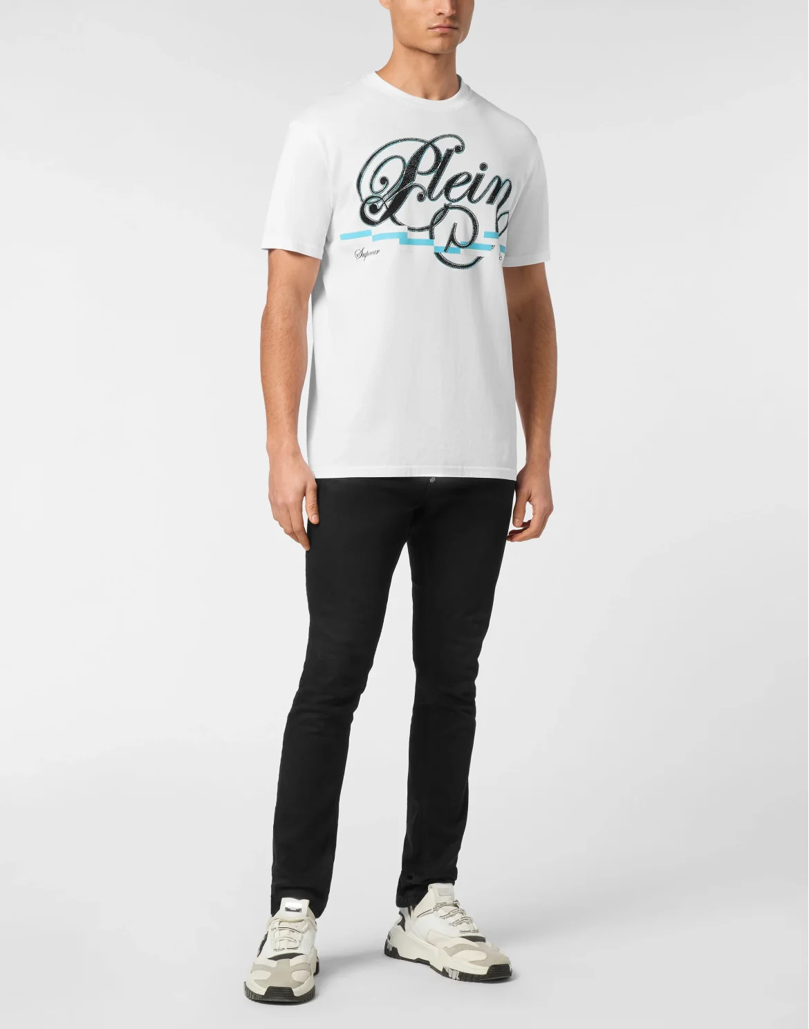 T-shirt Round Neck SS Coursive Border, цвет: Белый