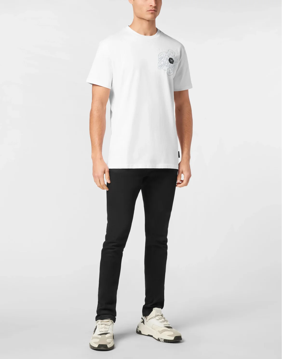T-shirt Round Neck Plein Coursive Stones, цвет: Белый