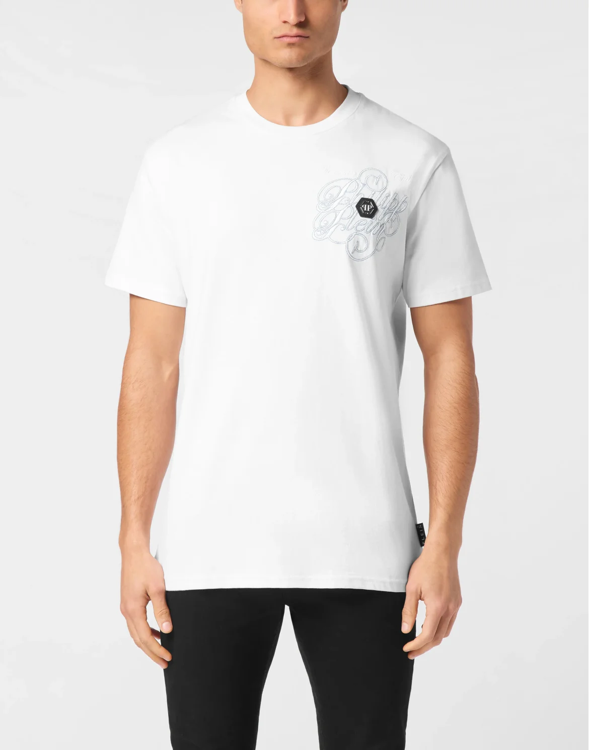 T-shirt Round Neck Plein Coursive Stones, цвет: Белый
