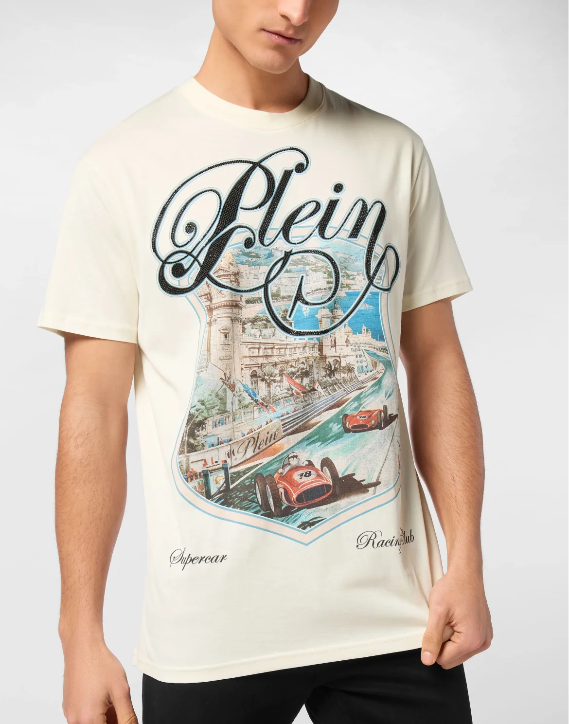 T-shirt Round Neck SS Racing Car Stones, цвет: Бежевый