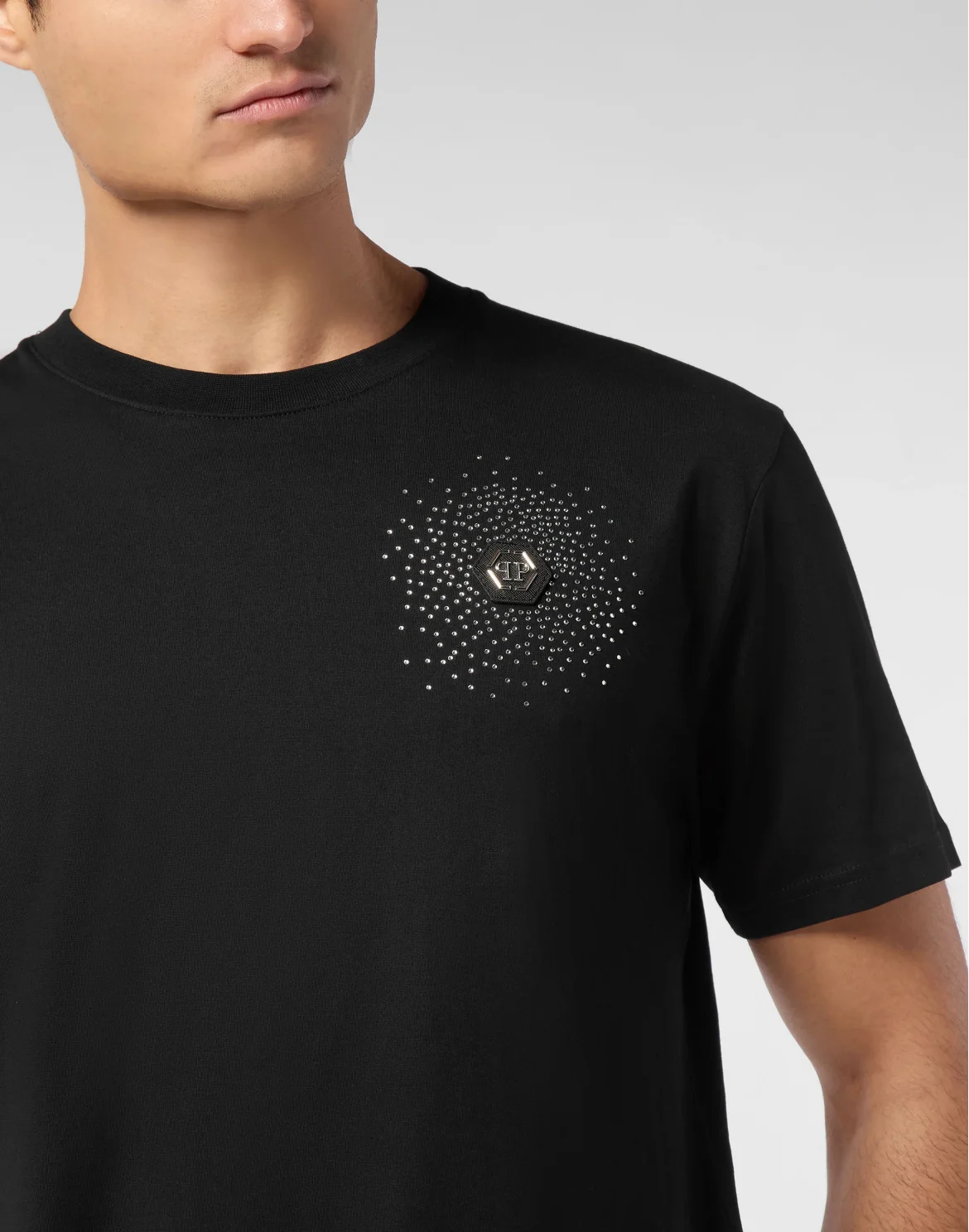 T-shirt Round Neck SS Bling Strass, цвет: Черный