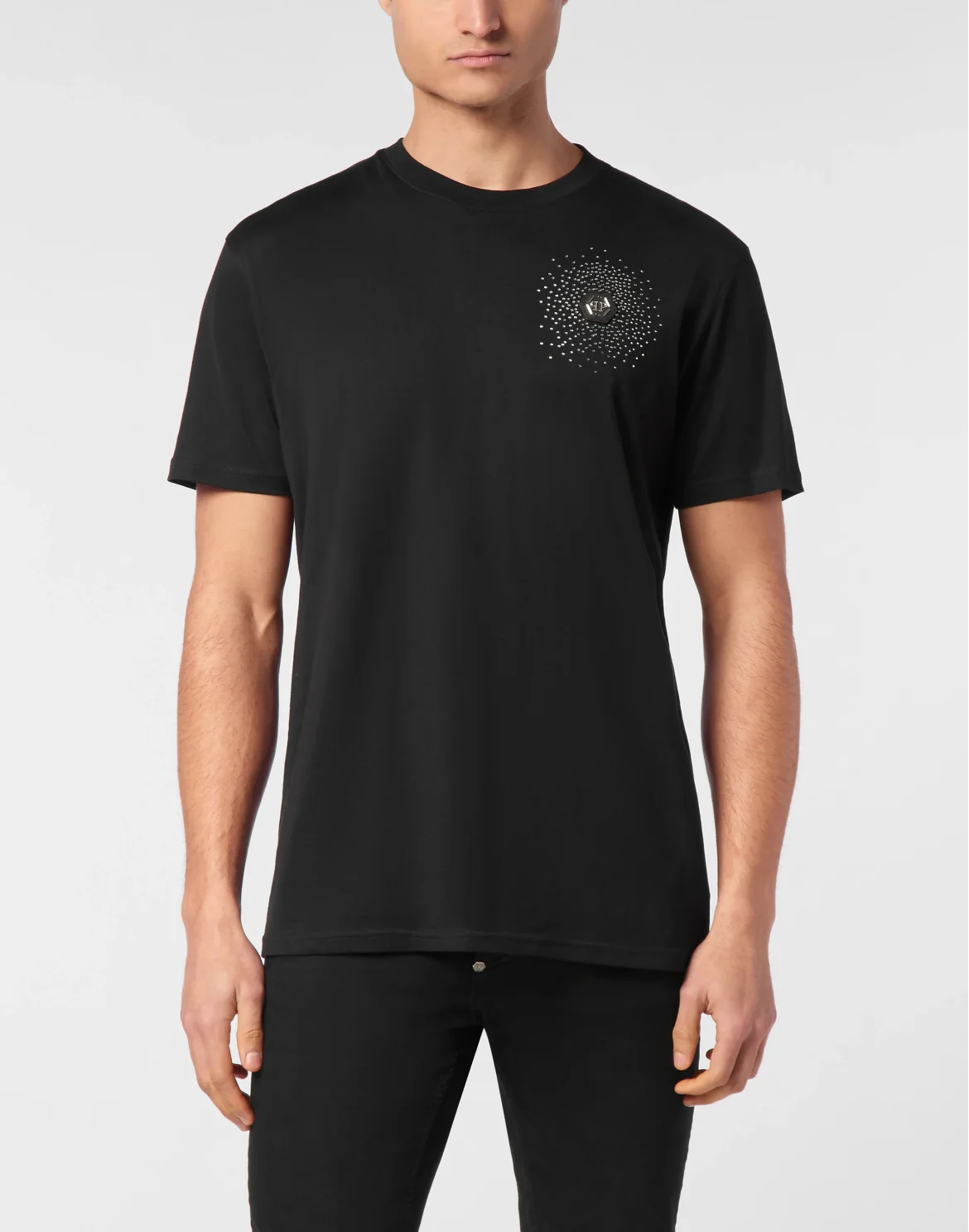 T-shirt Round Neck SS Bling Strass, цвет: Черный