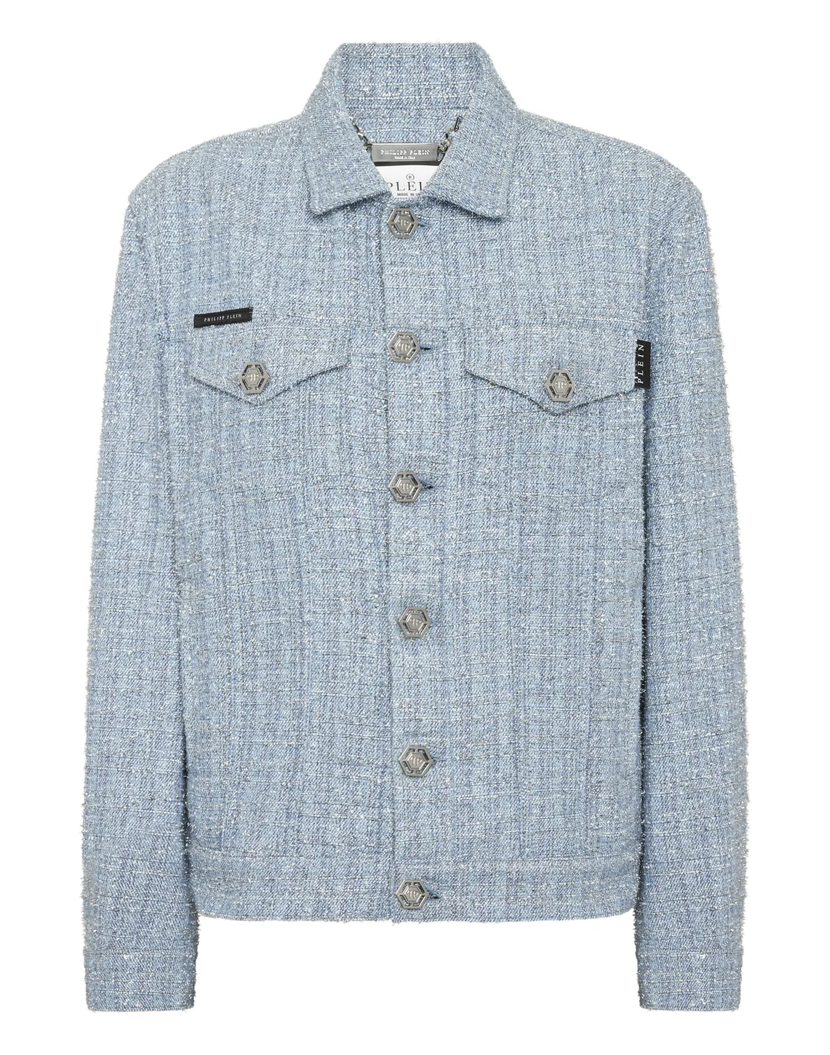 Tweed Denim Cropped Jacket, цвет: Синий