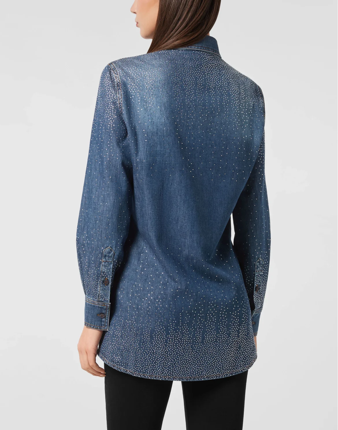 Denim Shirt Strass, цвет: Синий
