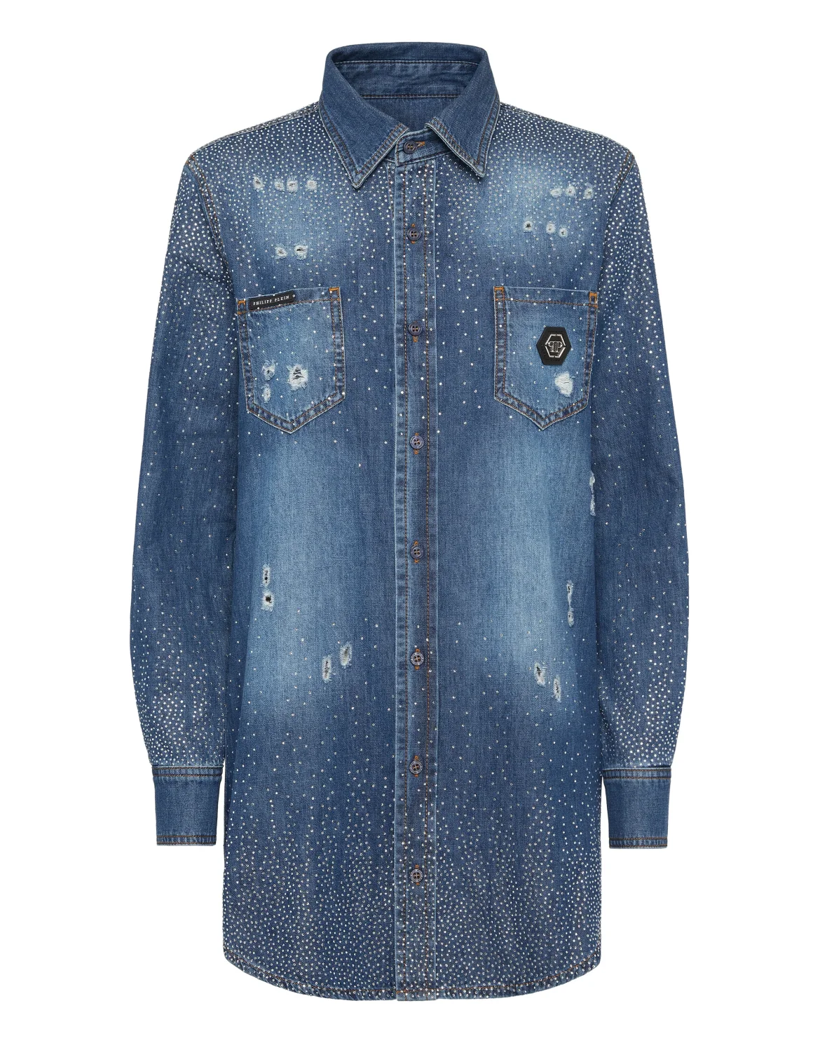Denim Shirt Strass, цвет: Синий