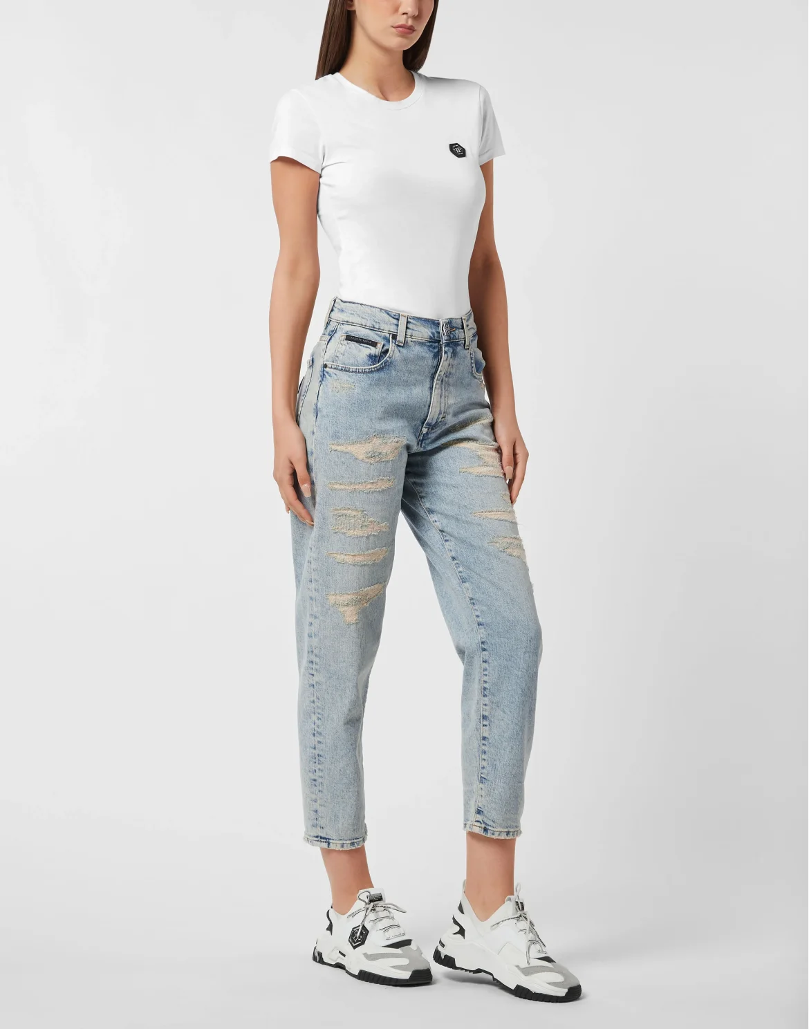 Mom Fit Vintage Denim Trousers, цвет: Голубой