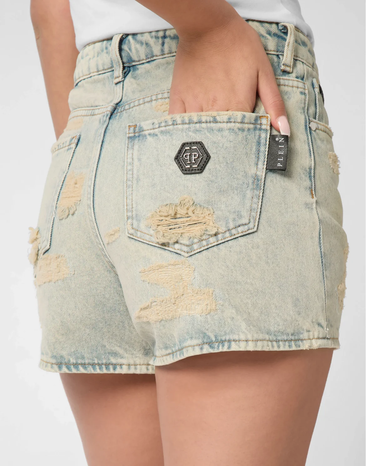 High Waist Vintage Denim Shorts, цвет: Голубой