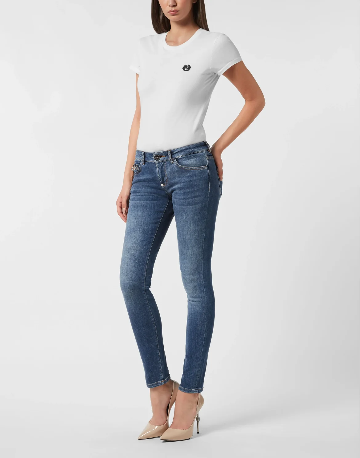 Denim Trousers Slim Fit Cherries, цвет: Синий